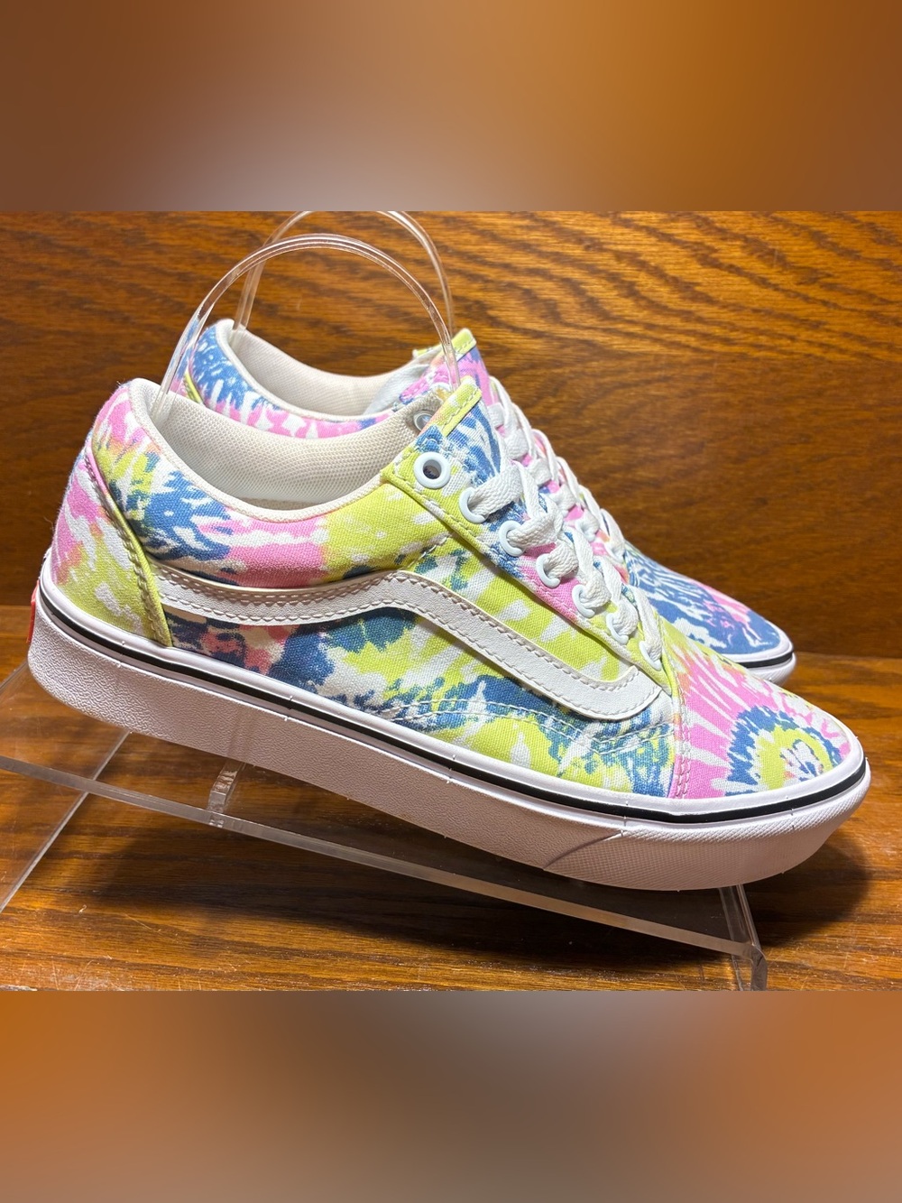 Vans Pastel Tie Dye ComfyCush Old Skool Sneakers Size W 8 / M 6.5 - Picture 2 of 16